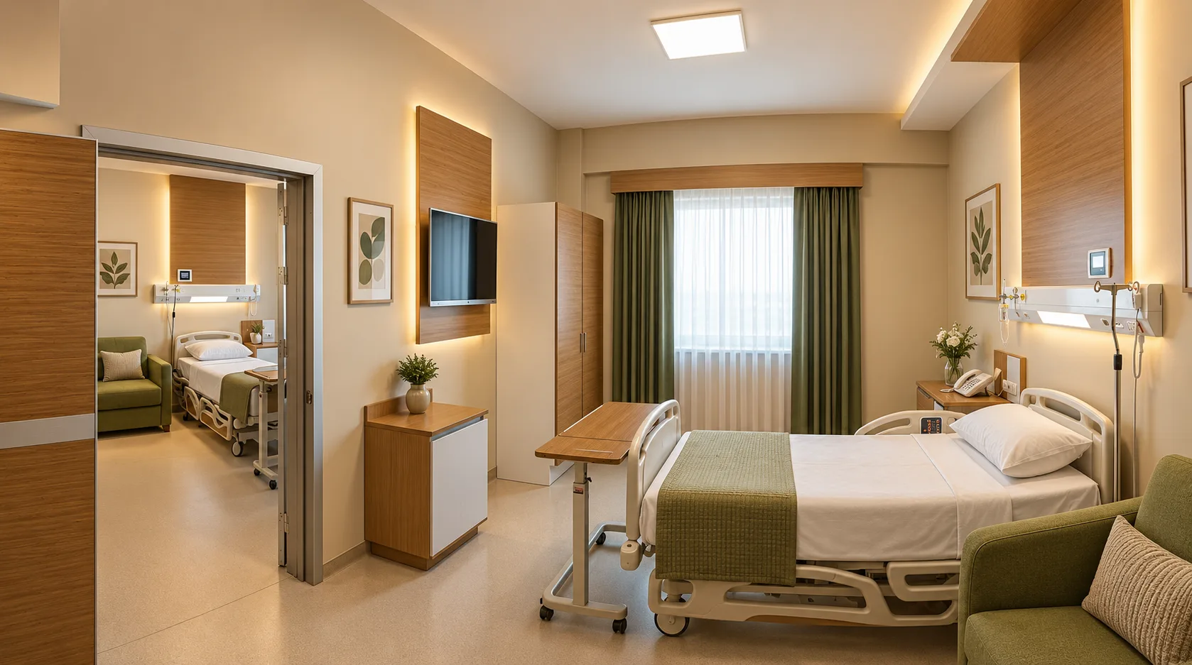 A patient room at the hospital